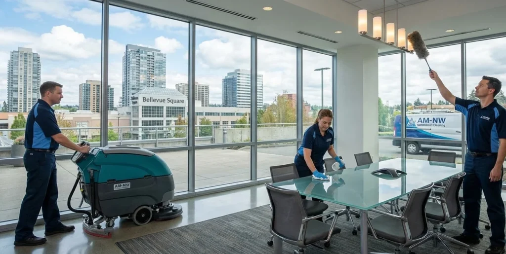 Commercial cleaning team servicing an office in Newcastle NSW